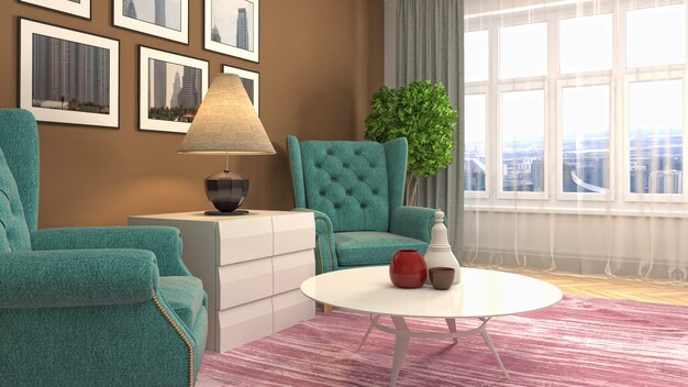 Illustration of the living room interior