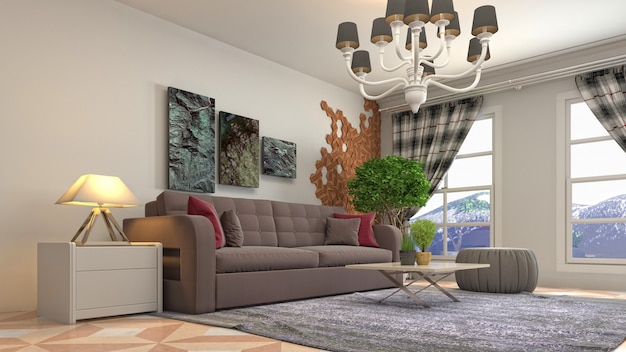 Illustration of the living room interior