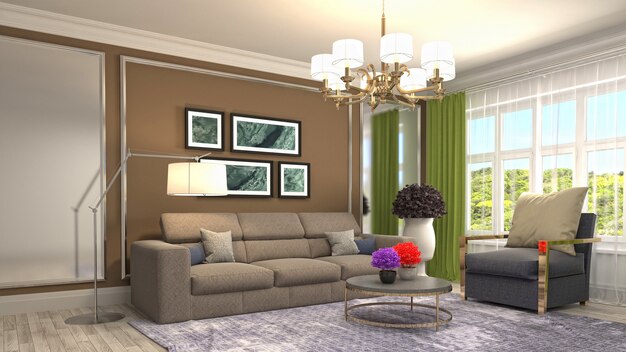 Illustration of the living room interior