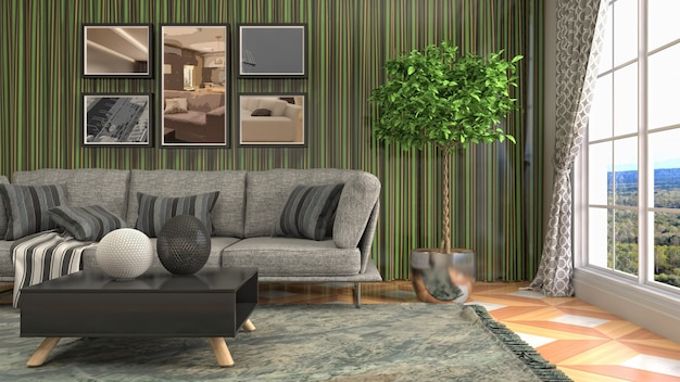 Illustration of the living room interior