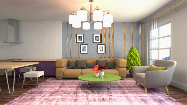 Illustration of the living room interior