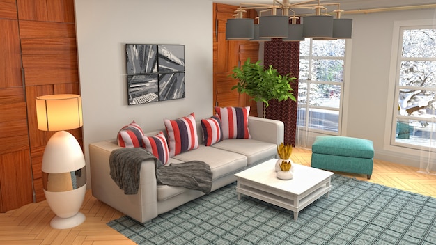 Illustration of the living room interior