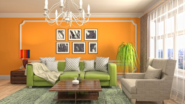 Illustration of the living room interior