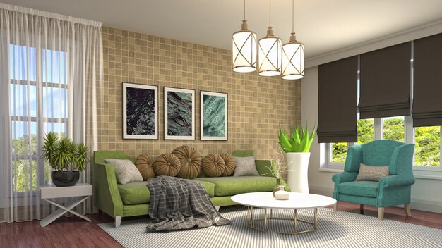 Illustration of the living room interior