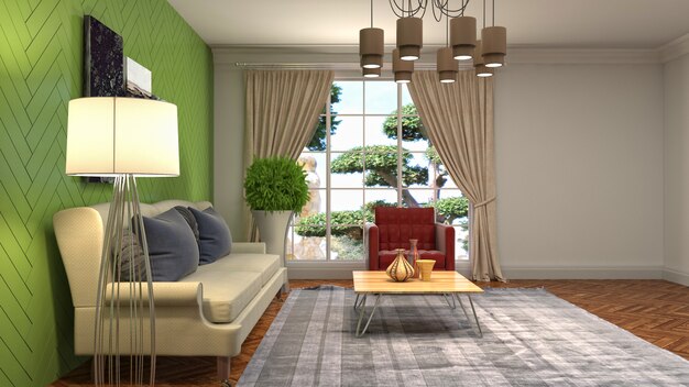 Illustration of the living room interior