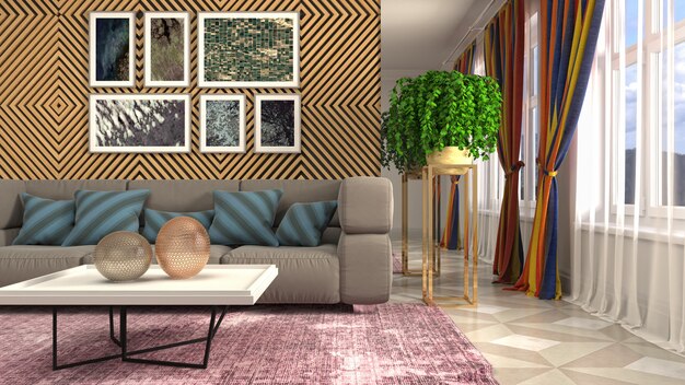 Illustration of the living room interior