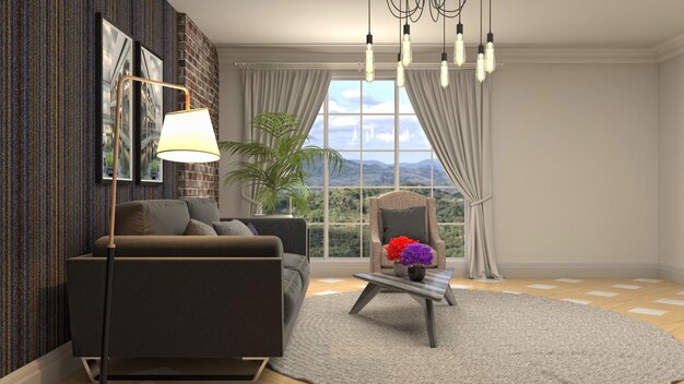 Illustration of the living room interior