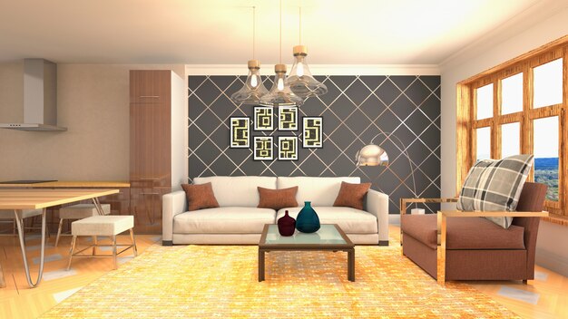 Illustration of the living room interior