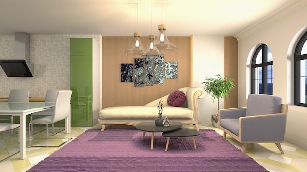 Illustration of the living room interior