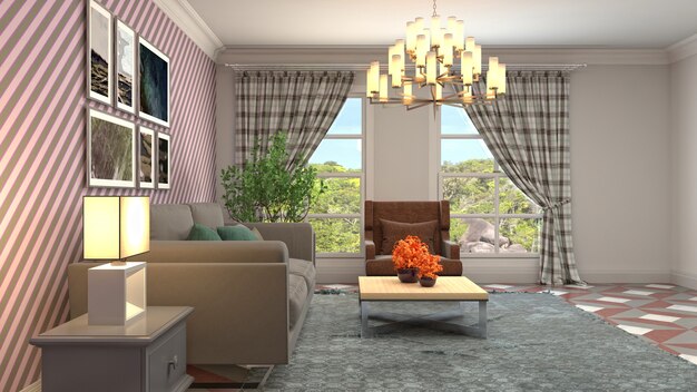 Illustration of the living room interior