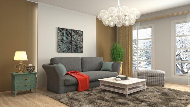 Illustration of the living room interior