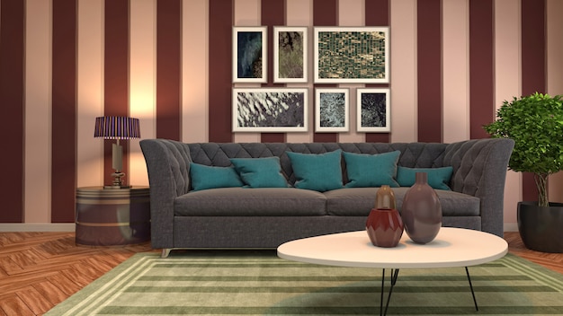 Illustration of the living room interior