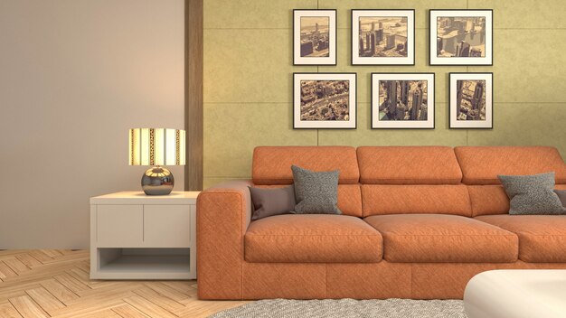 Illustration of the living room interior