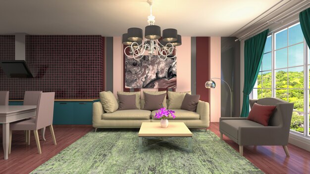 Illustration of the living room interior