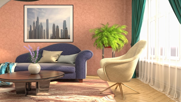 Illustration of the living room interior