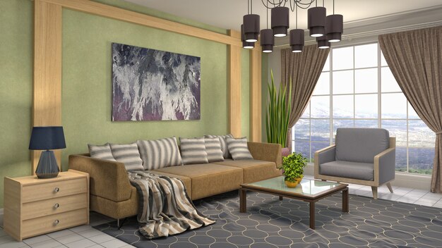 Illustration of the living room interior