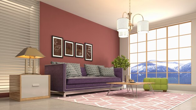 Illustration of the living room interior