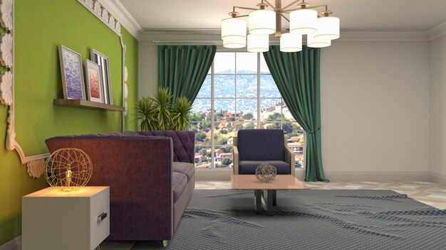 Illustration of the living room interior