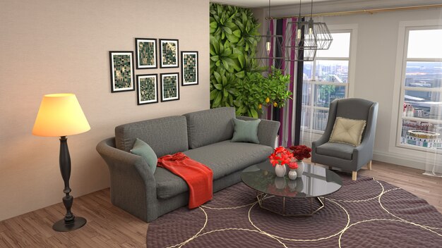 Illustration of the living room interior