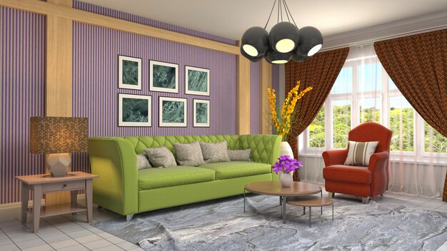 Illustration of the living room interior