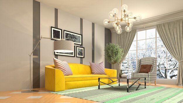 Illustration of the living room interior