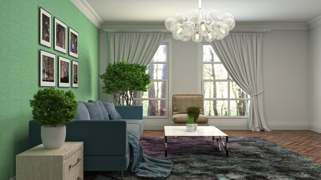 Illustration of the living room interior