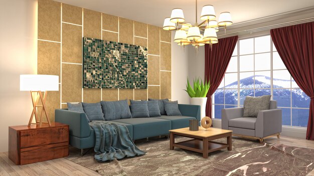 Illustration of the living room interior