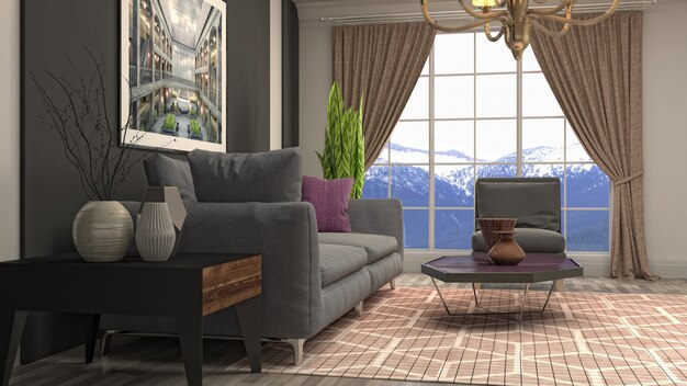 Illustration of the living room interior