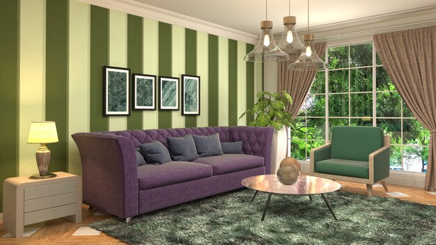 Illustration of the living room interior