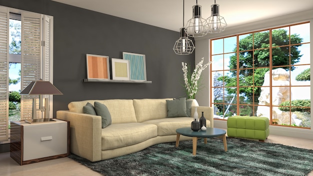 Illustration of the living room interior