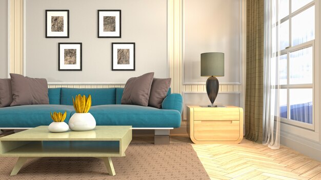 Illustration of the living room interior