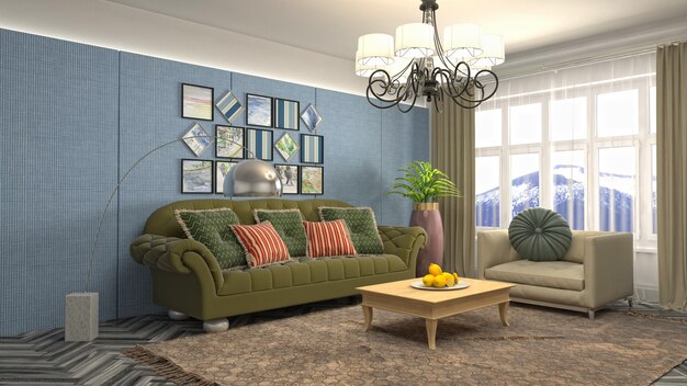 Illustration of the living room interior