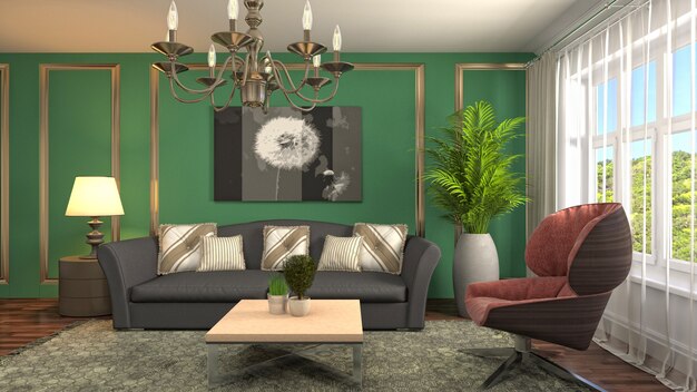 Illustration of the living room interior