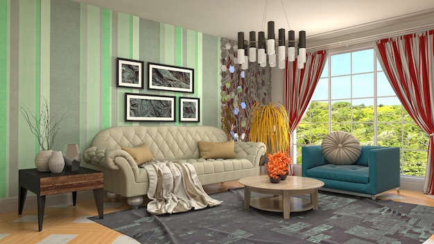 Illustration of the living room interior