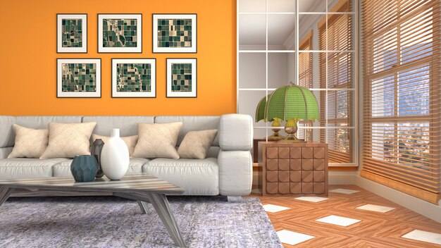 Illustration of the living room interior