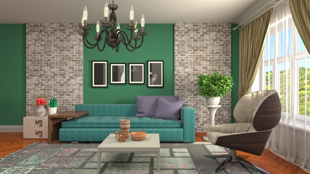 Illustration of the living room interior