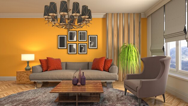 Illustration of the living room interior