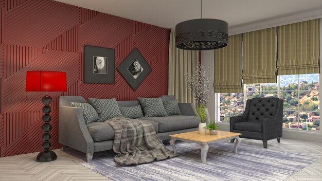 Illustration of the living room interior