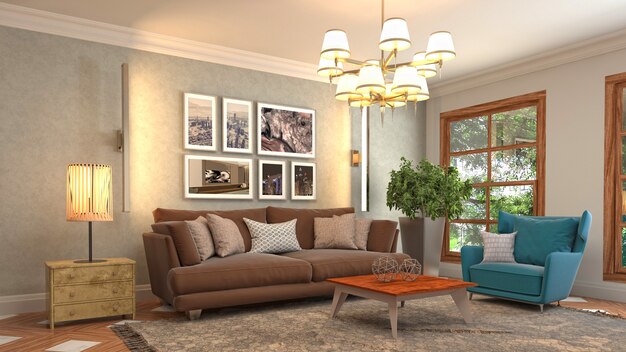 Illustration of the living room interior