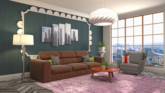 Illustration of the living room interior