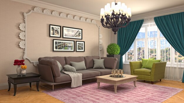 Illustration of the living room interior