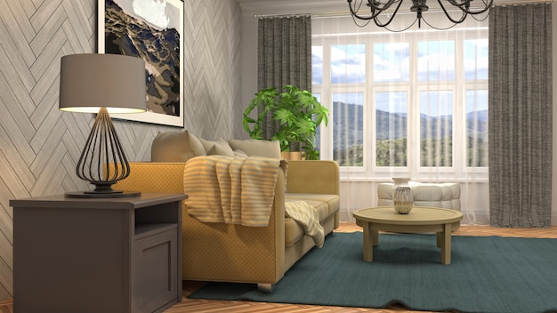 Illustration of the living room interior