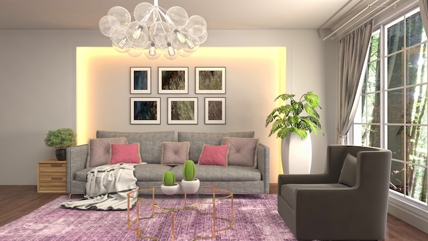 Illustration of the living room interior