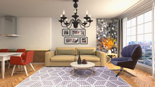 Illustration of the living room interior