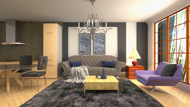 Illustration of the living room interior