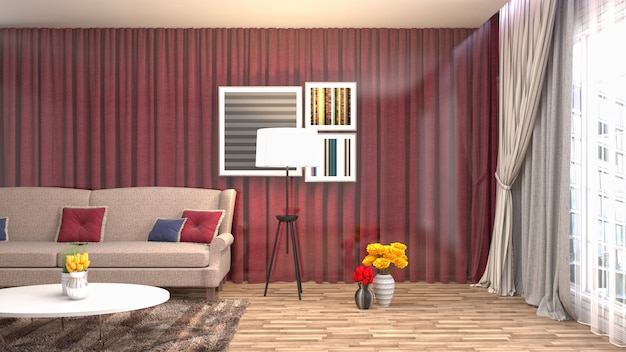 Illustration of the living room interior