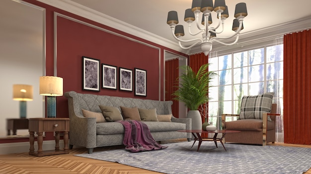 Illustration of the living room interior