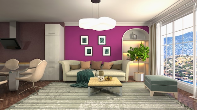 Illustration of the living room interior