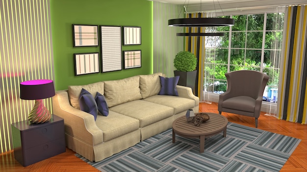 Illustration of the living room interior