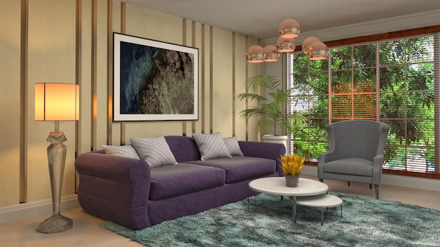 Illustration of the living room interior